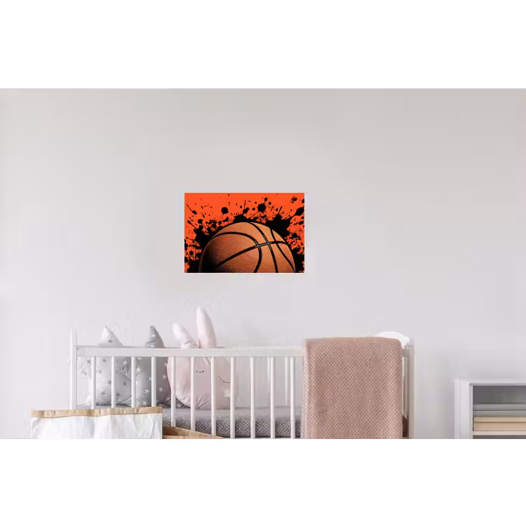Basketbal - Verf - Sport - Oranje Muursticker klein -kinderkamer