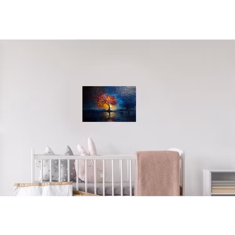 Boom - Blauw - Bladeren - Vakken Muursticker klein -kinderkamer