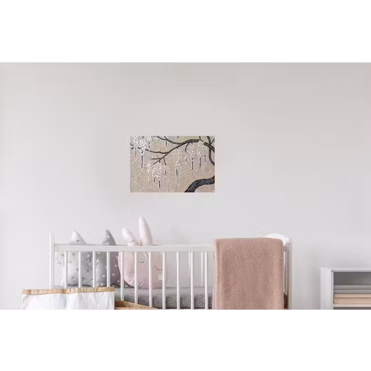 Boom - Bloemen - Mozaïek - Kunst - Wit Muursticker klein -kinderkamer