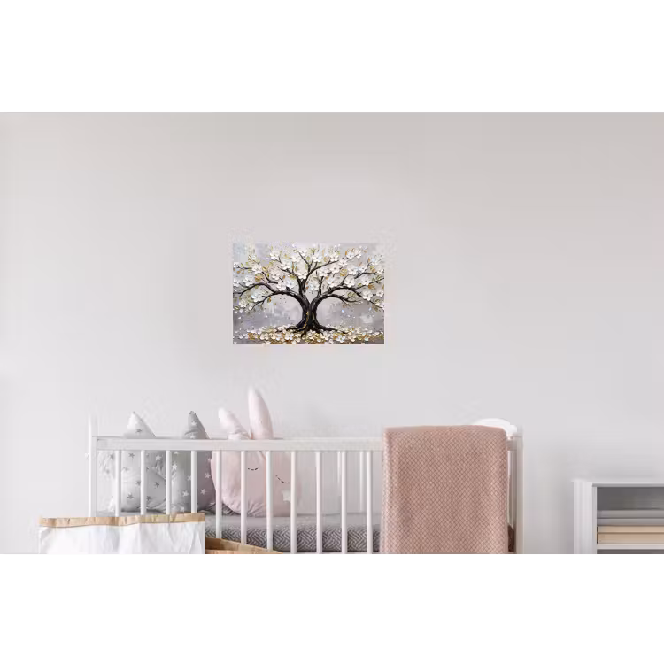 Boom - Bloemen - Natuur - Abstract - Wit Muursticker klein -kinderkamer