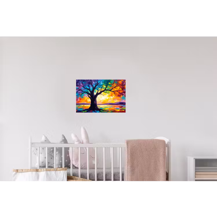 Boom - Landschap - Natuur - Abstract - Kleurrijk Muursticker klein -kinderkamer