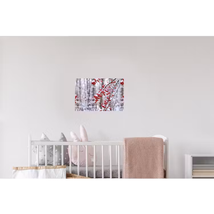 Bessen - Takken - Sneeuw - Winter - Kleurrijk Muursticker klein -kinderkamer