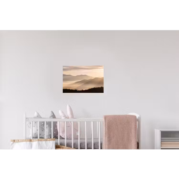Bergen - Mist - Zonnestralen Muursticker klein -kinderkamer