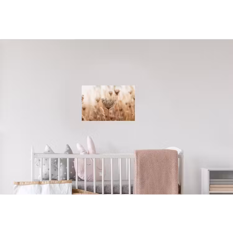 Schermbloem - Droogbloem - Winter - Beige - Minimalistisch Muursticker klein -kinderkamer