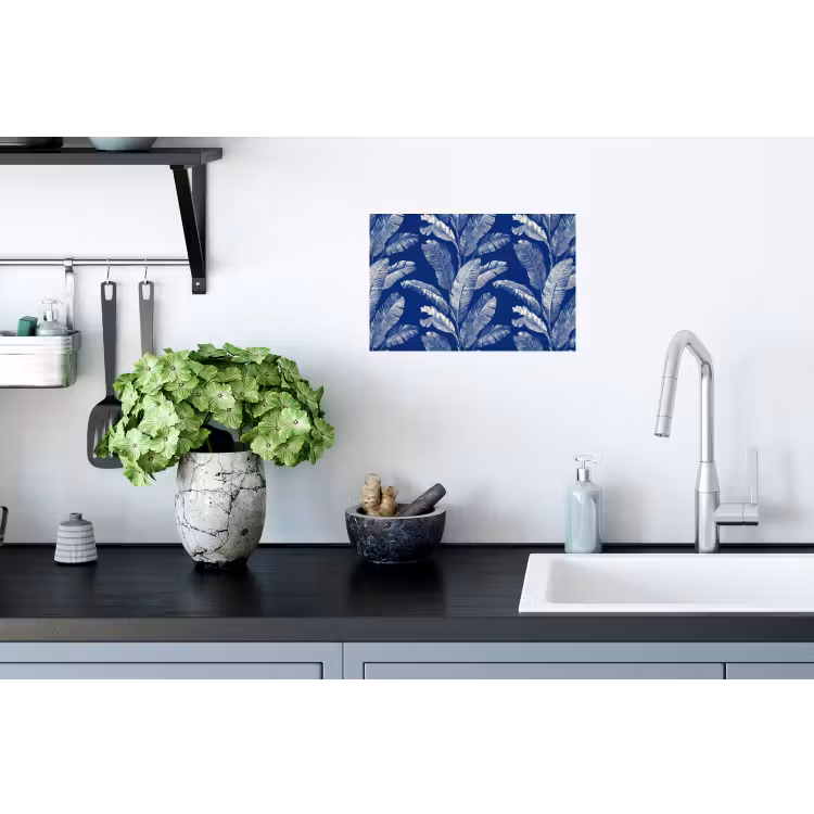 Blad - Palm - Blauw Muursticker klein 286 -keuken