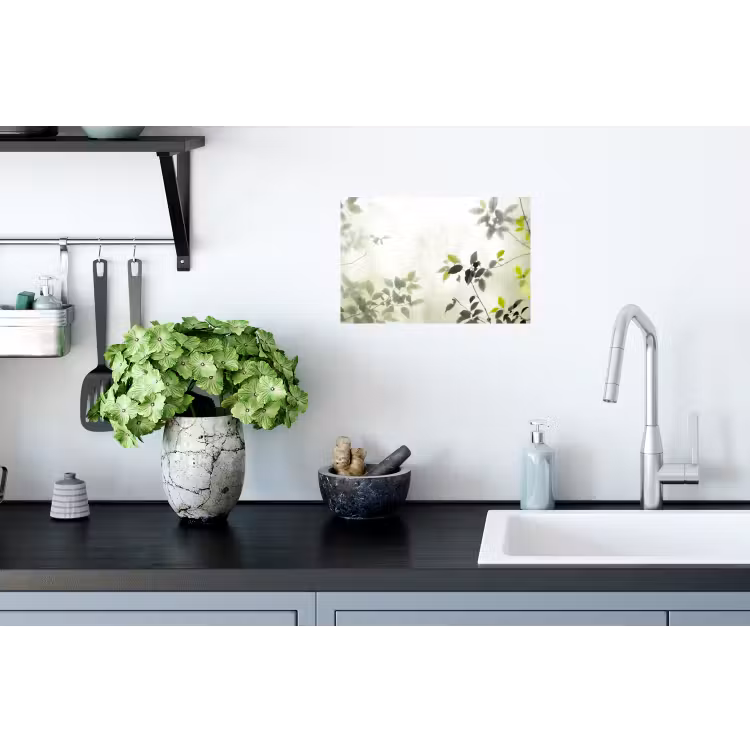 Blad - Schaduw - Natuur - Abstract - Groen Muursticker klein -keuken