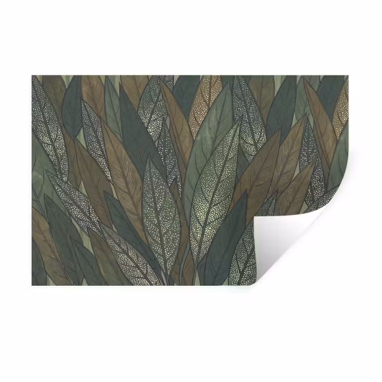 Bladeren - Patroon - Gestippeld - Natuur - Groen Muursticker klein -3d