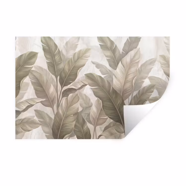 Bladeren - Tropisch - Natuur - Abstract - Beige Muursticker klein -3d