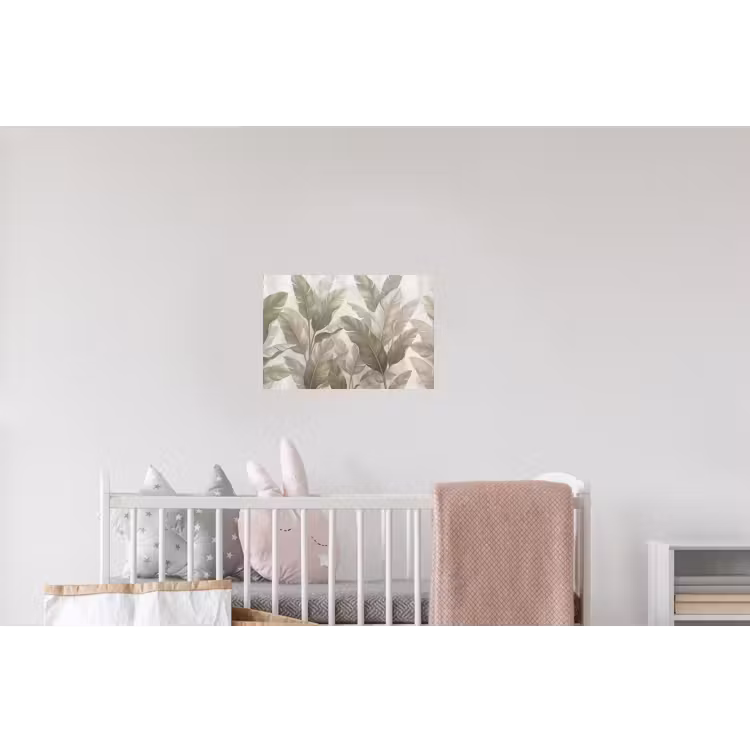 Bladeren - Tropisch - Natuur - Abstract - Beige Muursticker klein -kinderkamer