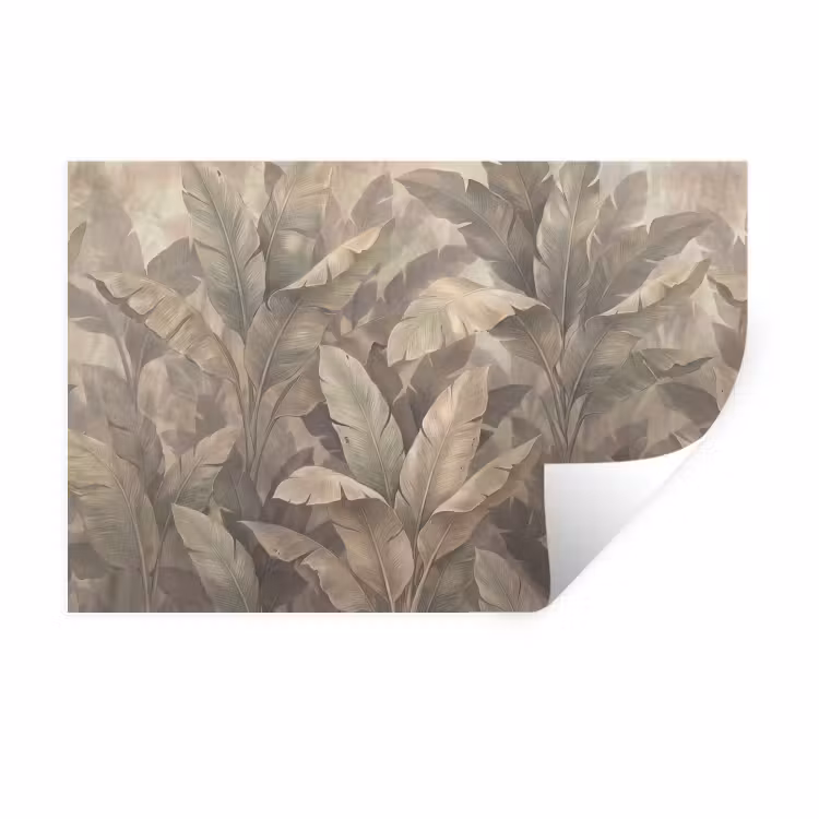 Bladeren - Tropisch - Natuur - Modern - Beige Muursticker klein -3d