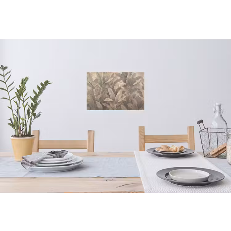 Bladeren - Tropisch - Natuur - Modern - Beige Muursticker klein -eettafel