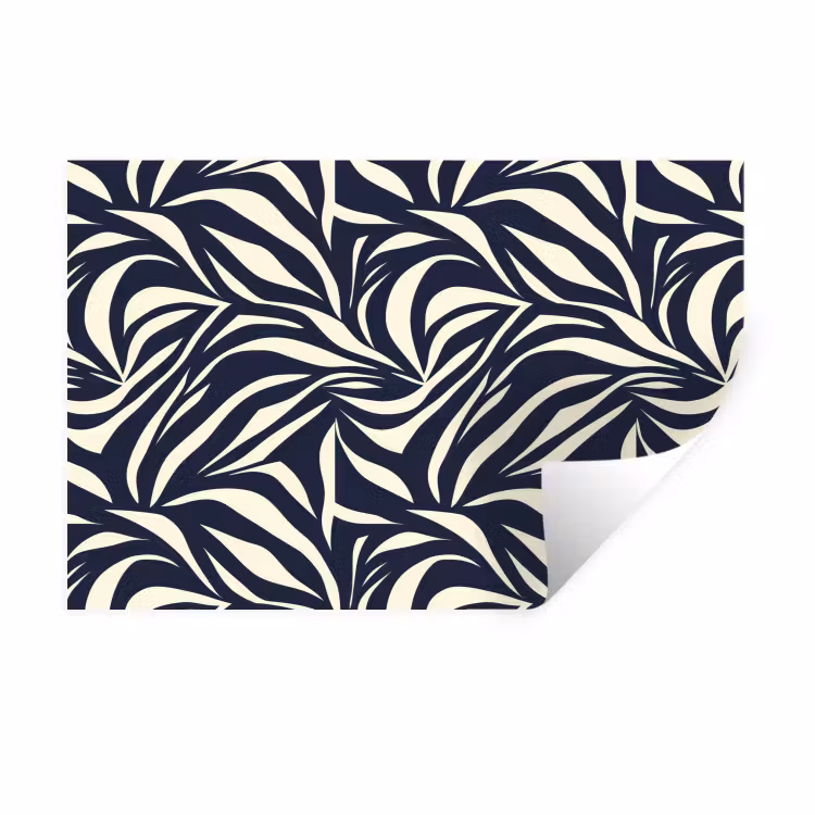 Bladvormen - Blauw - Patroon - Wit Muursticker klein 286 -3d