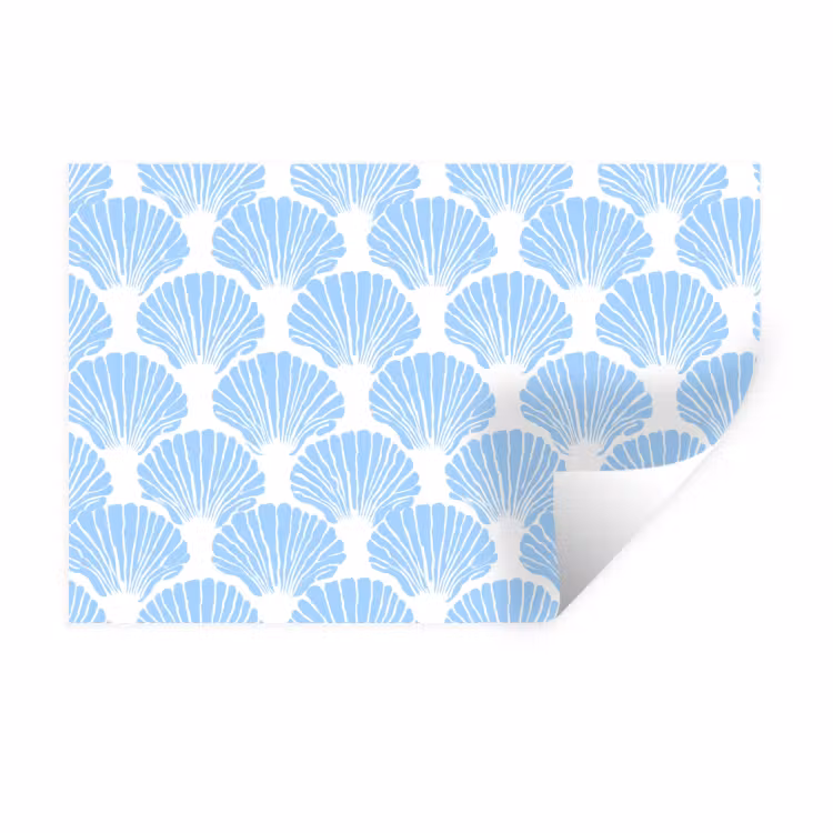Blauw - Wit - Schelpen - Grafisch - Structuur Muursticker klein 286 -3d