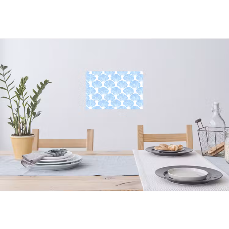 Blauw - Wit - Schelpen - Grafisch - Structuur Muursticker klein 286 -eettafel