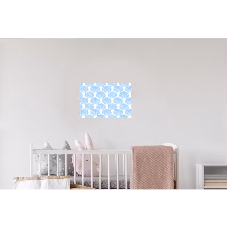 Blauw - Wit - Schelpen - Grafisch - Structuur Muursticker klein 286 -kinderkamer