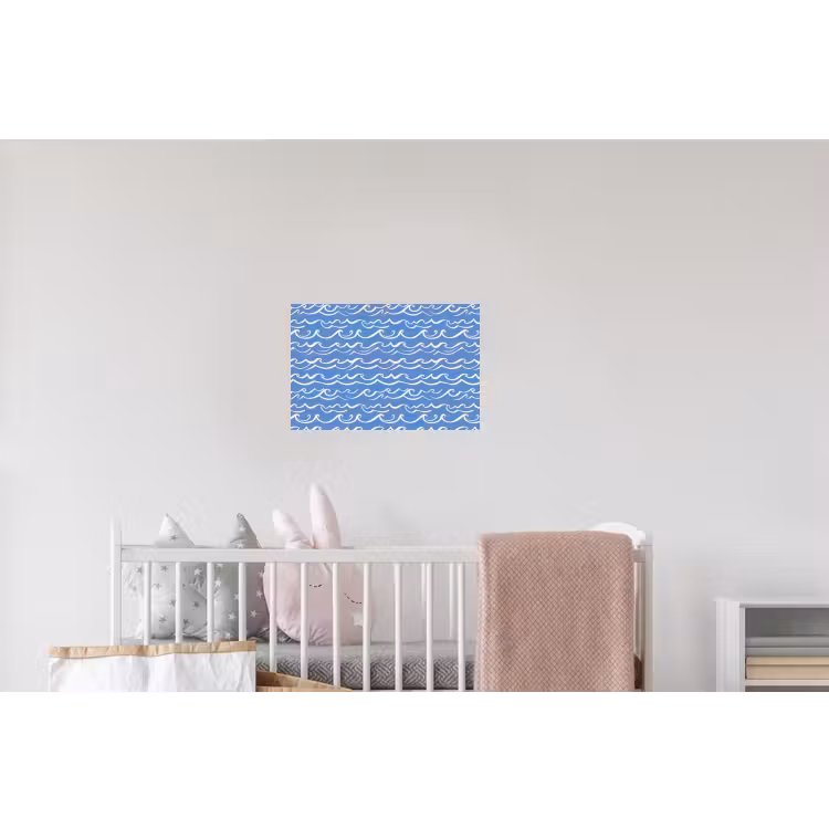 Blauw - Wit - Simpel - Getekend - Golven Muursticker klein 286 -kinderkamer