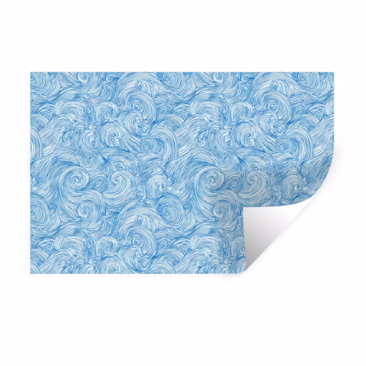 Blauw - Wit - Spiraal - Golven - Lijnen Muursticker klein 286 -3d