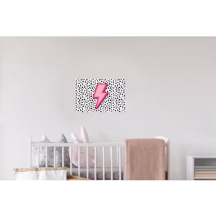 Bliksem - Roze - Stippen Muursticker klein -kinderkamer