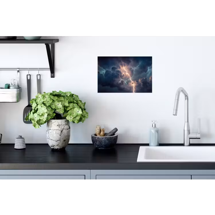 Bliksem - Storm - Natuur - Donker Muursticker klein -keuken