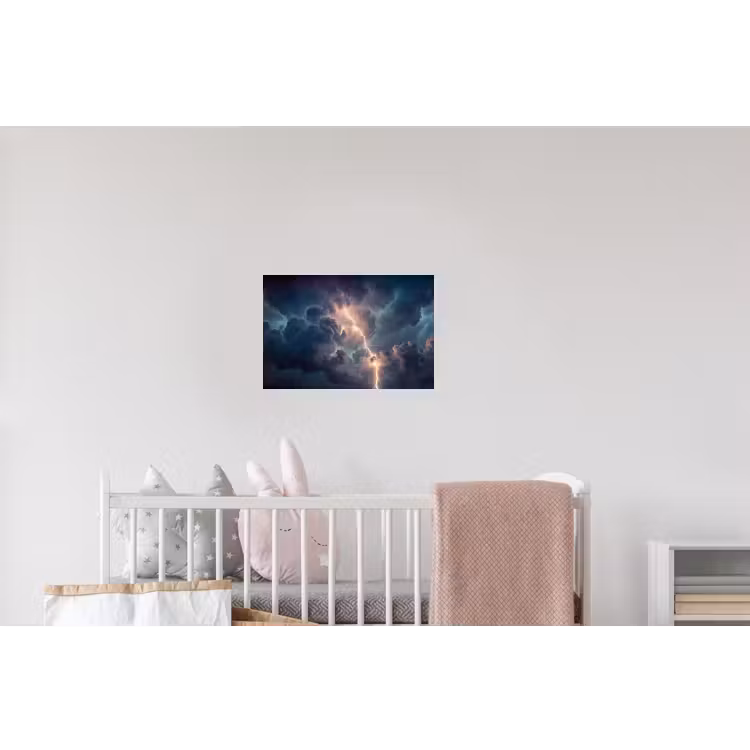 Bliksem - Storm - Natuur - Donker Muursticker klein -kinderkamer