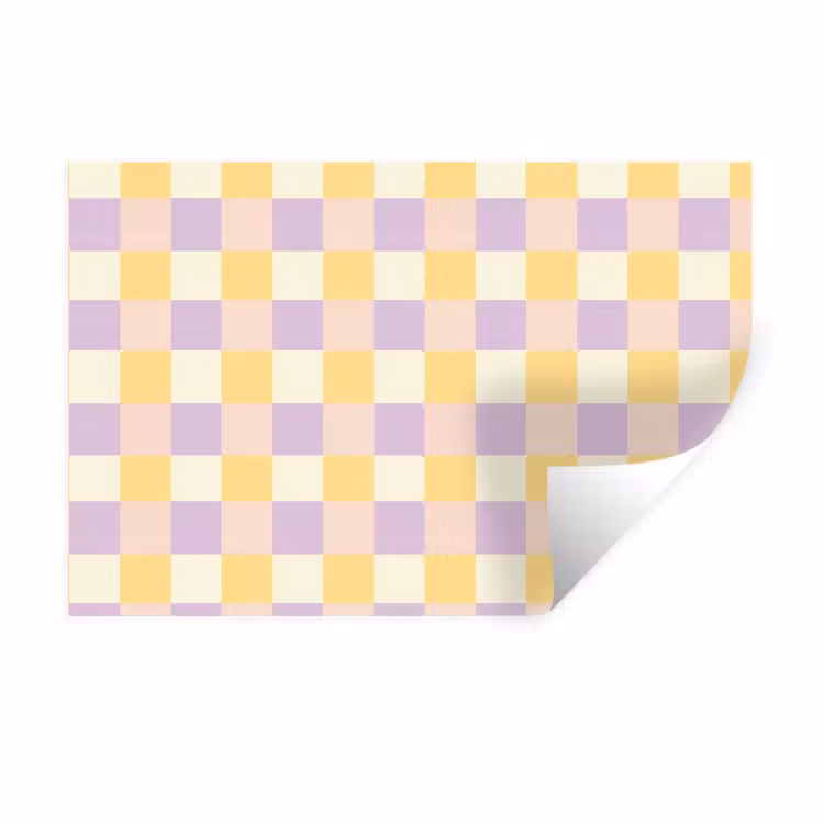 Blokjes - Lila - Geel Muursticker klein 286 -3d