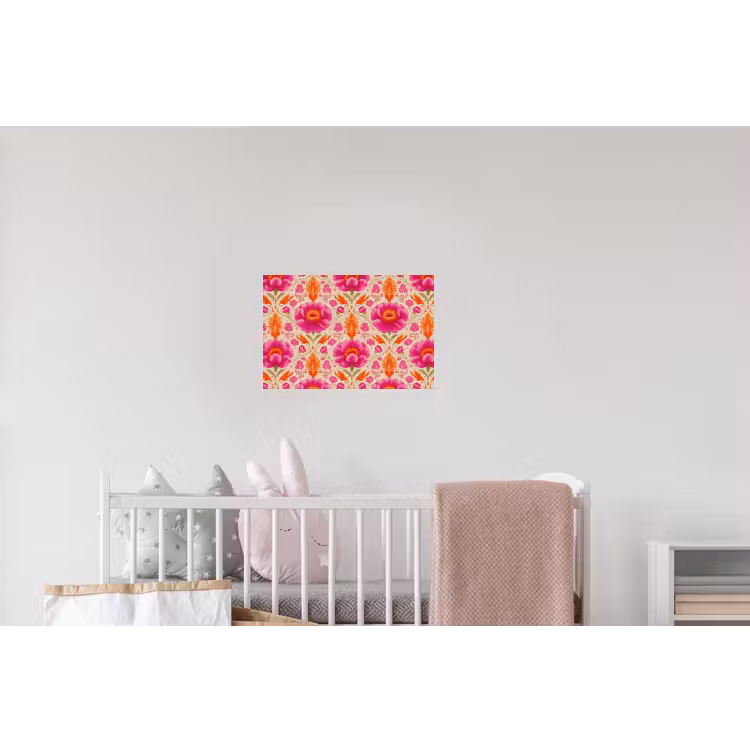 Bloemen - Barok - Roze - Oranje Muursticker klein 286 -kinderkamer