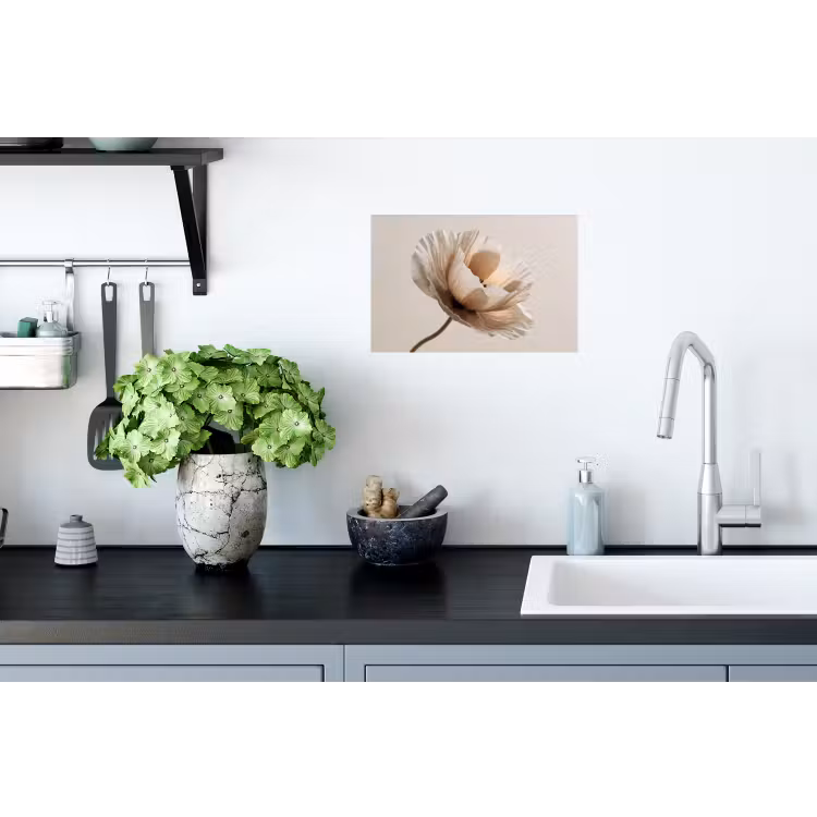 Bloem - Beige - Crème Muursticker klein -keuken