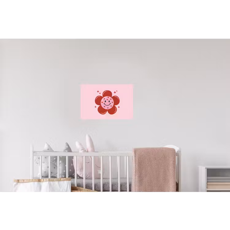 Bloem - Roze - Hartjes Muursticker klein -kinderkamer