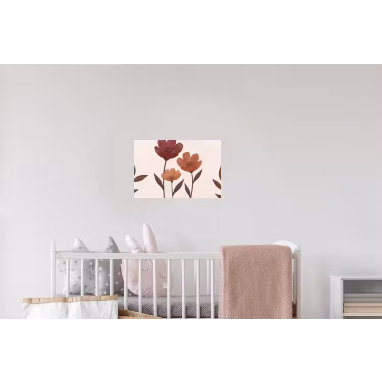 Bloemen - Abstract - Modern - Bruin - Decoratief Muursticker klein -kinderkamer