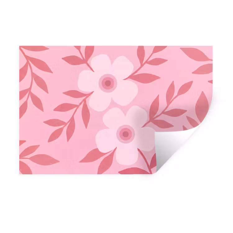 Bloemen - Abstract - Modern - Roze - Natuur Muursticker klein -3d
