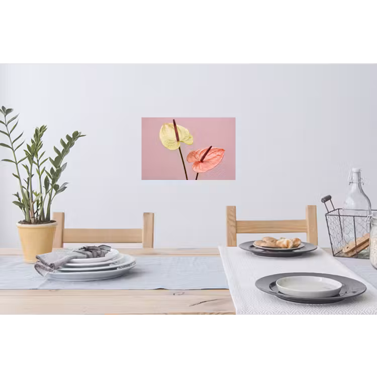 Bloemen - Anthuriums - Geel - Roze Muursticker klein -eettafel