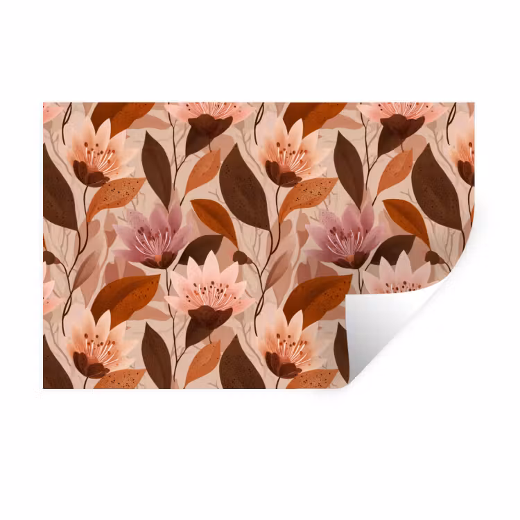 Bloemen - Bladeren - Bruin Muursticker klein 286 -3d