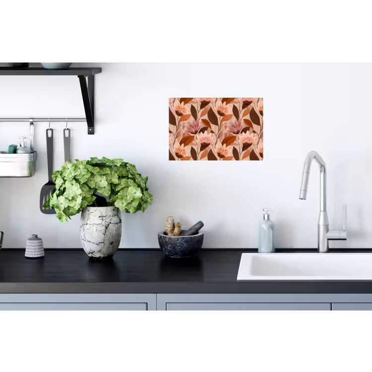 Bloemen - Bladeren - Bruin Muursticker klein 286 -keuken