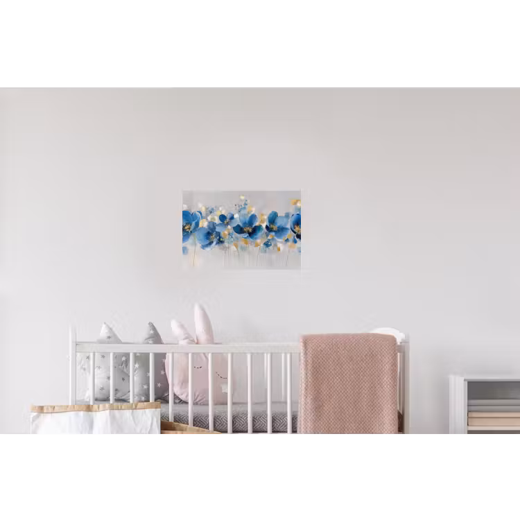Bloemen - Blauw - Abstract Muursticker klein -kinderkamer