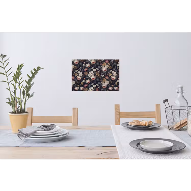 Bloemen - Boeket - Botanisch - Vintage - Donkere achtergrond Muursticker klein -eettafel