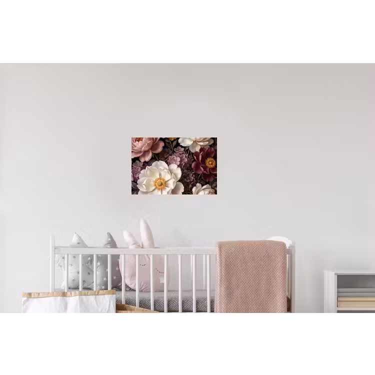 Bloemen - Boeket - Klassiek - Donker - Rood Muursticker klein -kinderkamer