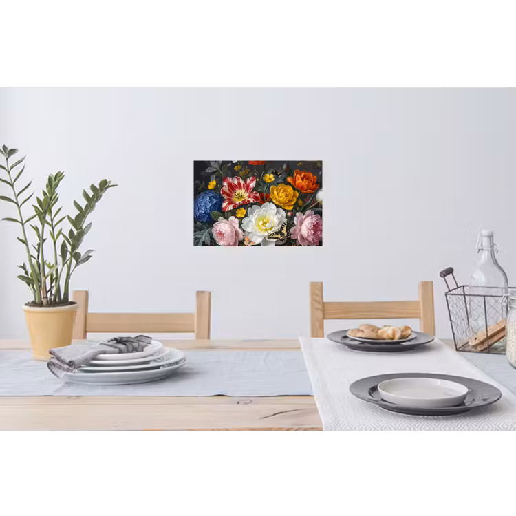 Bloemen - Boeket - Klassiek - Kleurrijk - Natuur Muursticker klein -eettafel