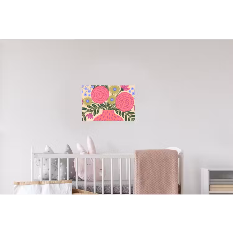 Bloemen - Boeket - Natuur - Abstract - Roze Muursticker klein -kinderkamer