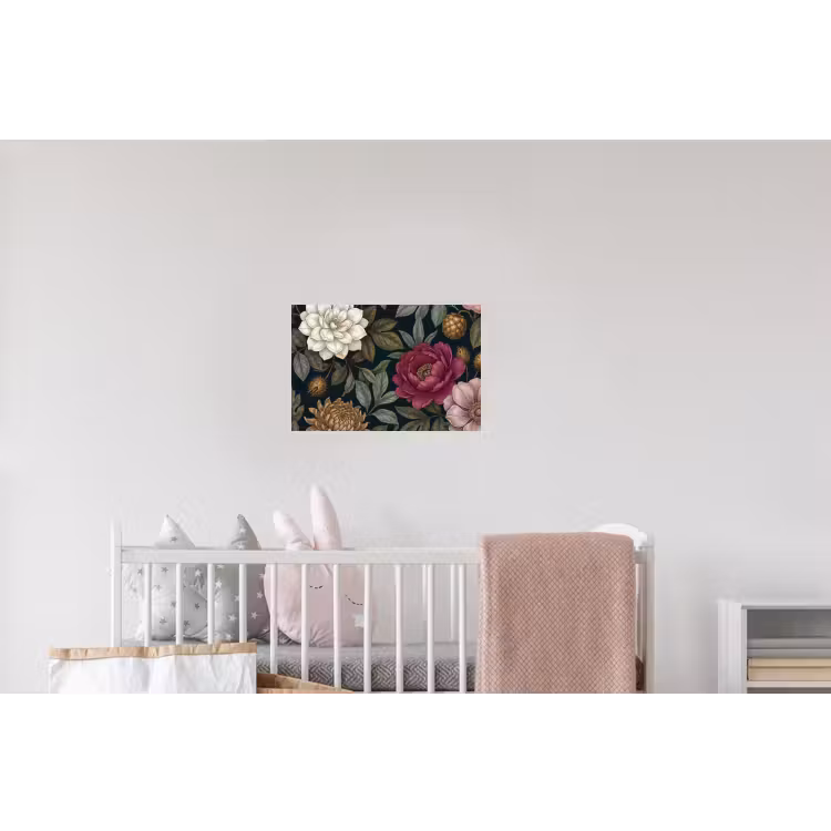 Bloemen - Botanisch - Illustratie - Donker - Vintage Muursticker klein -kinderkamer