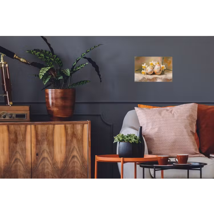 Bloemen - Eieren - Geschilderd Muursticker klein -kamerbank