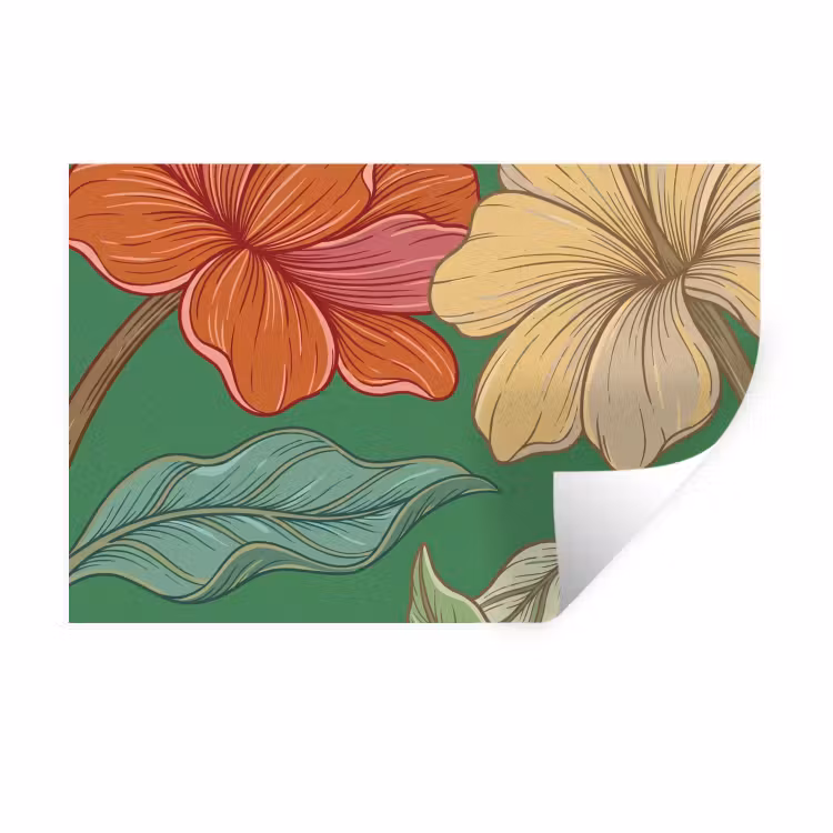 Wandtattoo – Blumen – Grün – Illustration - Bloemen - Groen - Illustratie Muursticker klein