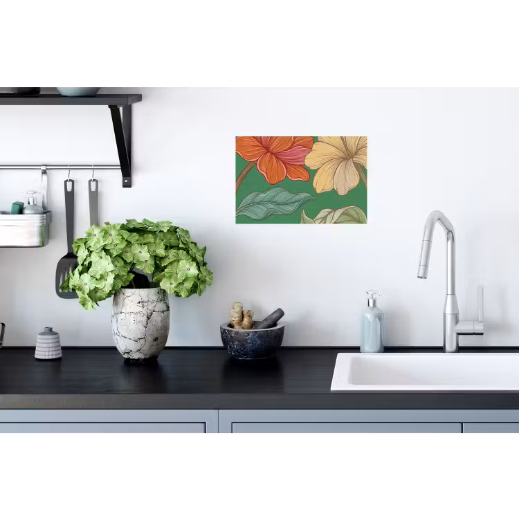 Wandtattoo – Blumen – Grün – Illustration - Bloemen - Groen - Illustratie Muursticker klein