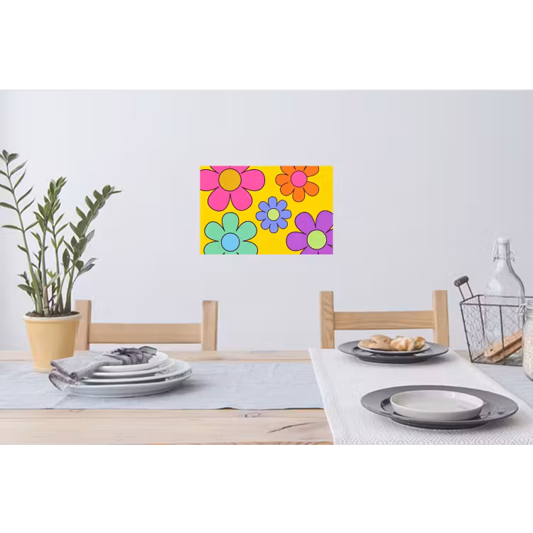 Bloemen - Illustratie - Kleurrijk Muursticker klein -eettafel