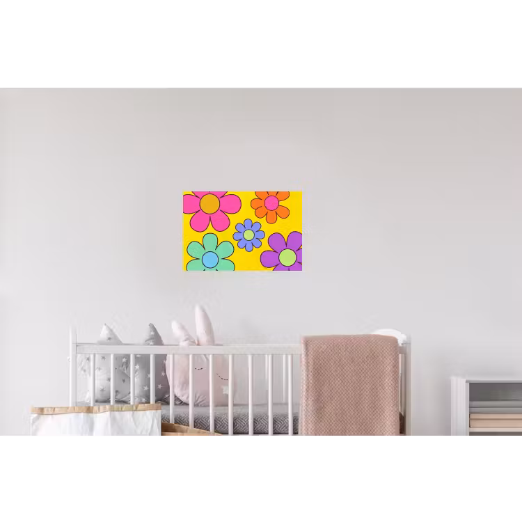 Bloemen - Illustratie - Kleurrijk Muursticker klein -kinderkamer