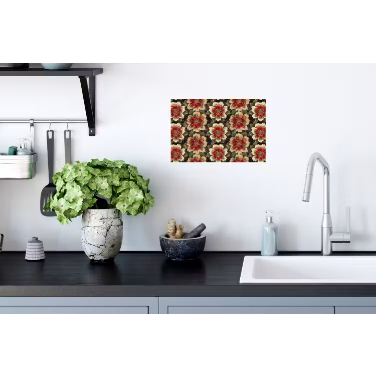 Bloemen - Klassiek - Patroon - Rood Muursticker klein 286 -keuken