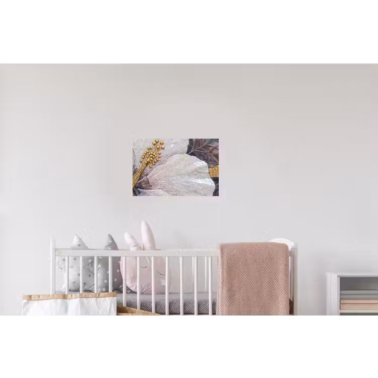 Bloemen - Mozaïek - Kunst - Modern - Goud Muursticker klein -kinderkamer