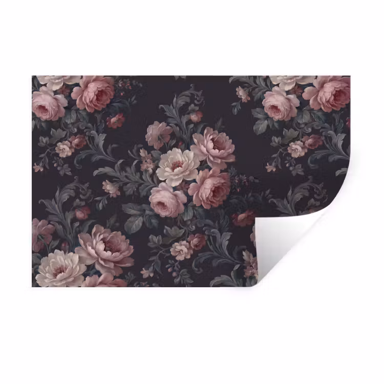 Bloemen - Patroon - Sierlijk - Roze - Donker Muursticker klein -3d