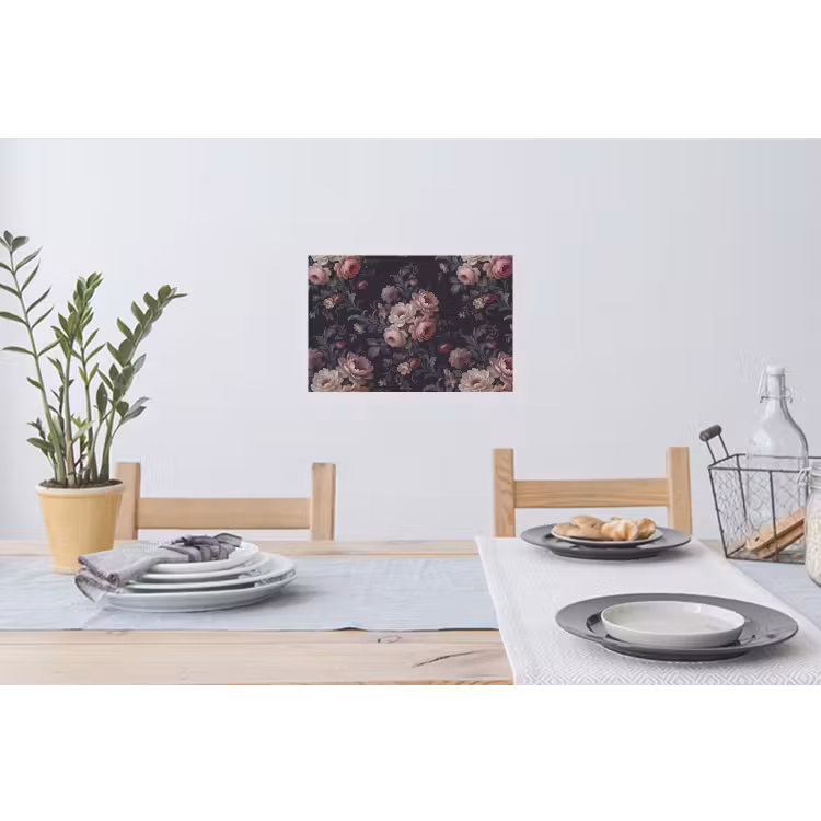 Bloemen - Patroon - Sierlijk - Roze - Donker Muursticker klein -eettafel