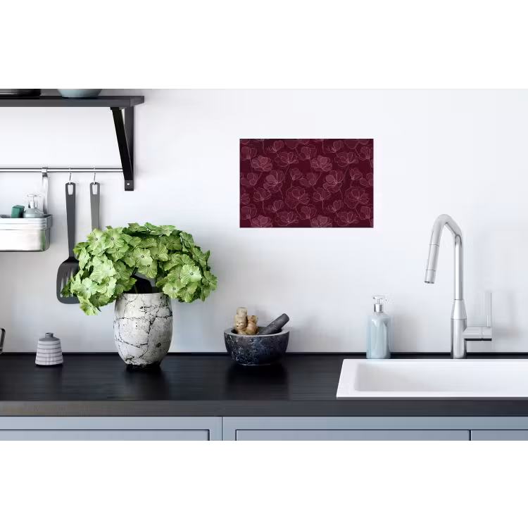 Bloemen - Patroon - Bordeauxrood Muursticker klein 286 -keuken