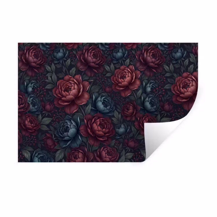 Bloemen - Patroon - Natuur - Klassiek - Donker Muursticker klein -3d